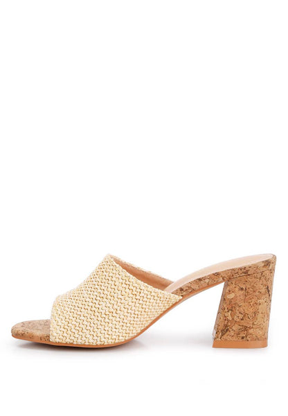 Addie Raffia Slip On Sandals: Natural