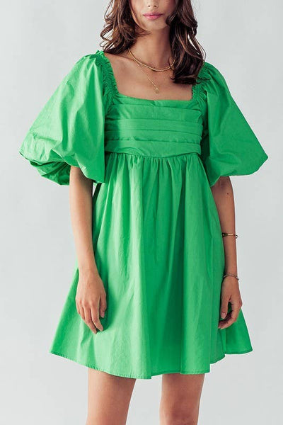 Green puff sleve top