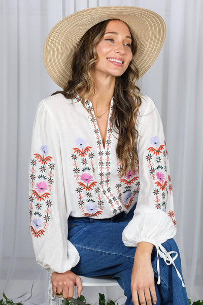 Vintage Embroidered Bohemian Blouse Top