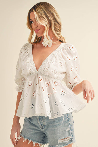 Hazle Eyelet Embroidered Top