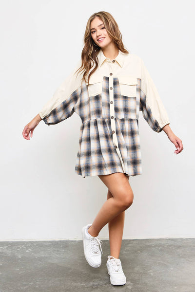 Plaid button down dress