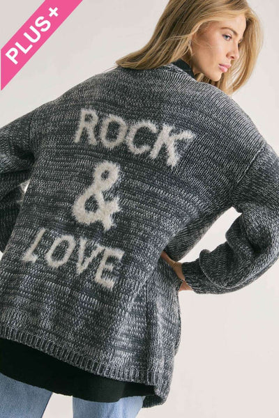 PLUS KNIT LONG SLEEVE CARDIGAN: Light Tan