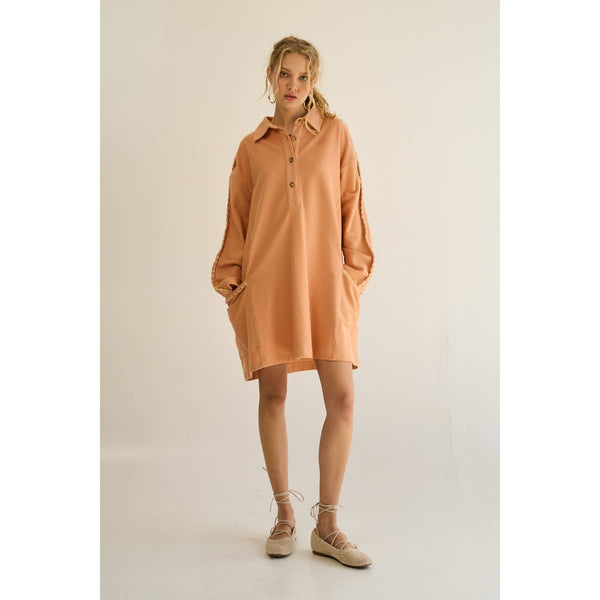 Melon Crochet-Trim Collared Polo Dress: MELON / L