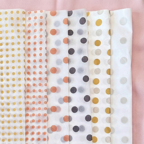150pc, 28x20" Polka Dots 17g Wrapping Tissue Paper Sheets: Silver / Large Dot