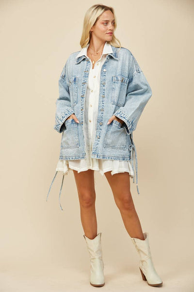 BOHO SIDE TIE DETAIL OVERSIZED DENIM