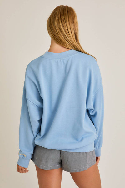 'CLOVER' CONTRAST OVERSIZED SWEATSHIRT: LT BLUE
