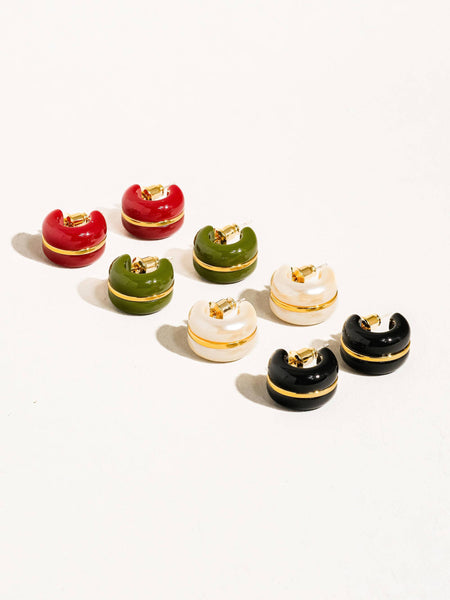 Arlo 18K Gold Small C Hoop Earring: Green