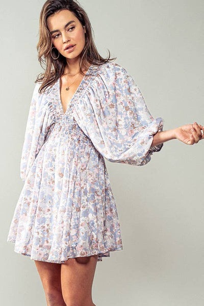 GENTLE TOUCH FLORAL MINI DRESS