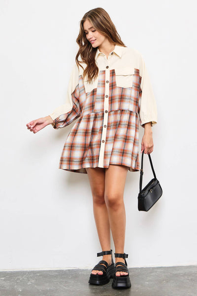 Plaid button down dress