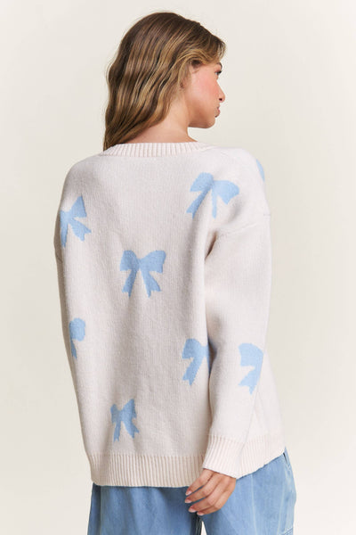 Blue Bow Detailed Sweater