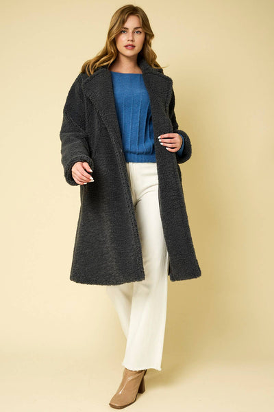 TEDDY OVERSIZED COAT: CHARCOAL