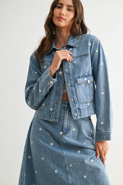 Embroidered Denim Set - JACKET ONLY : LIGHT DENIM