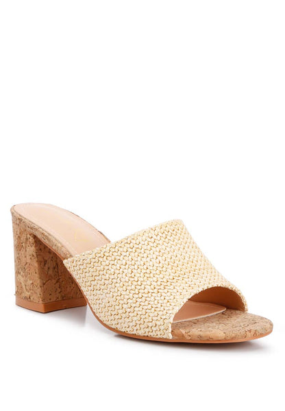 Addie Raffia Slip On Sandals: Natural