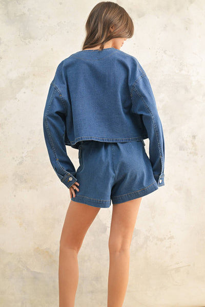 DENIM JACKET WITH BRASS BUTTON