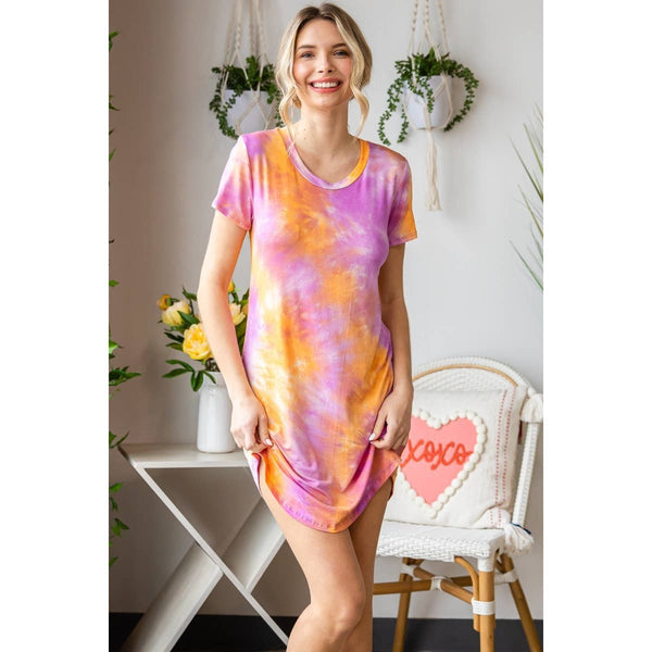 Tie Dye Long Sleeve Tiered Dress