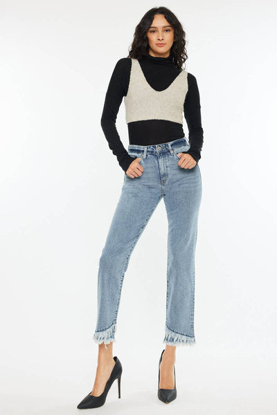 OPEN PACK HIGH RISE STRAIGHT JEANS-KC20017M: MEDIUM / 11/29
