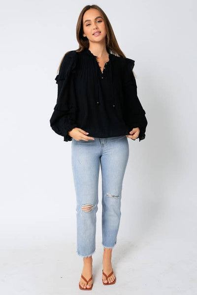 Ruffle Sleeve Cotton Top