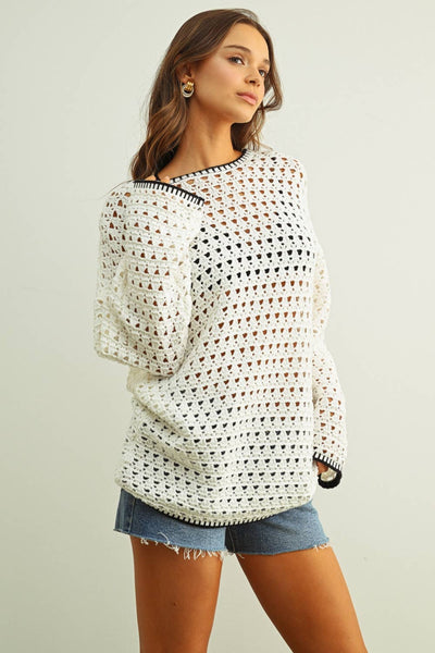 LONG SLEEVE TUNIC WITH CROCHET KNIT