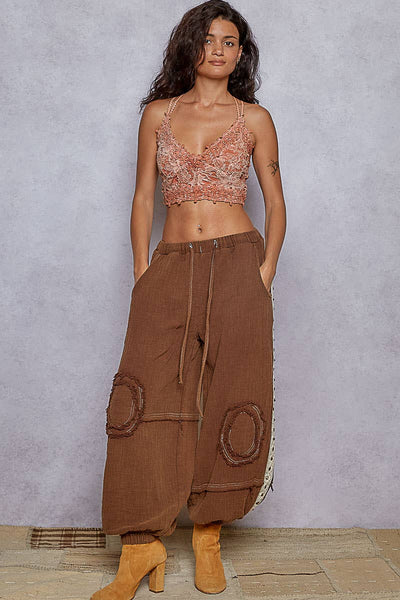 Vintage Washing Double Gauze Stud Jogger Pants