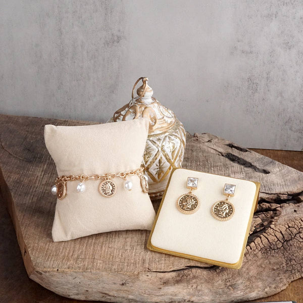 Starlit Relics – Coin & Crystal Drop Earrings: Worn Silver Tone