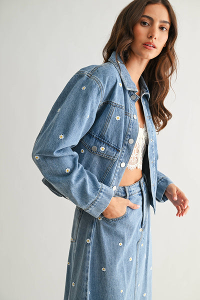 Embroidered Denim Set - JACKET ONLY : LIGHT DENIM