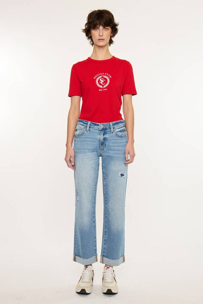 MID RISE CROP TRUE STRAIGHT-KC20125M: MEDIUM / 13/30