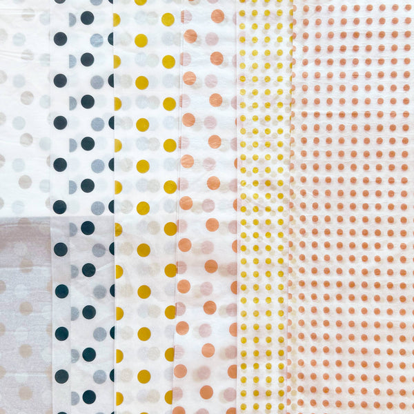 150pc, 28x20" Polka Dots 17g Wrapping Tissue Paper Sheets: Silver / Large Dot