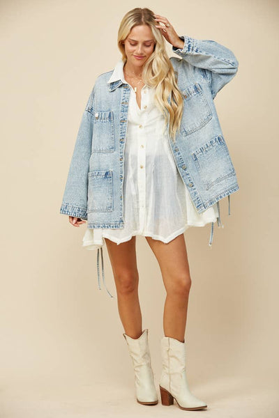 BOHO SIDE TIE DETAIL OVERSIZED DENIM