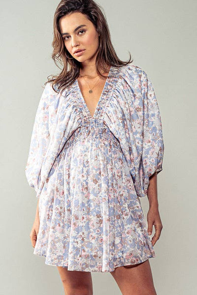 GENTLE TOUCH FLORAL MINI DRESS