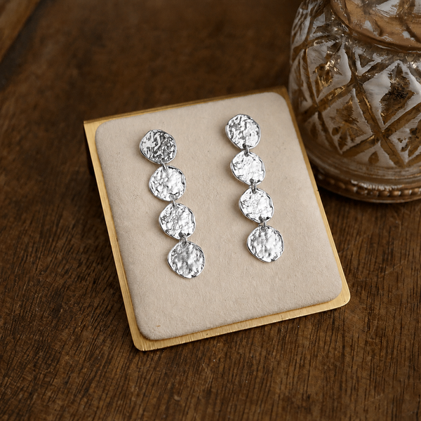 Golden Muse – Four Disc Cascade Earrings: Gold Tone