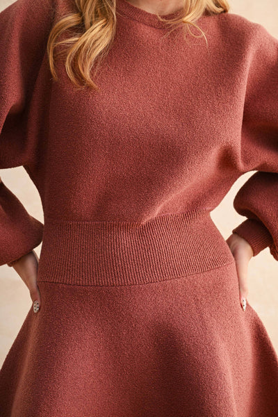 BALLON SLEEVE SWEATER DRESS: OLIVE /