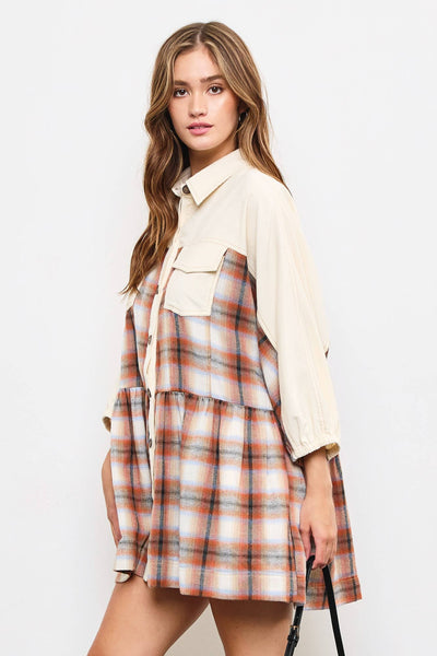 Plaid button down dress