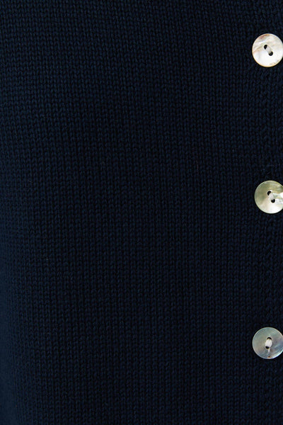 ROUND ROLLED HEMLINE DETAIL THIN SWEATER CARDIGAN: NAVY