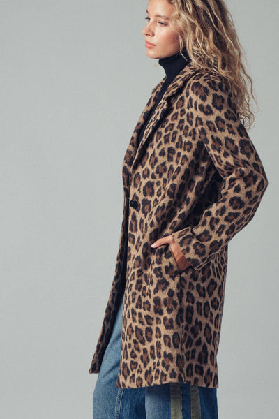 Leopard Print Oversized Statement Coat: BROWN