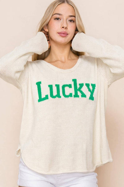 🍀 “Lucky” Lightweight Knit Sweater Best Seller: Cream