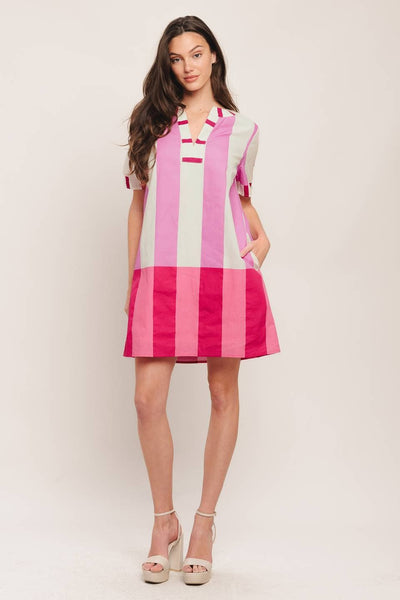 A printed woven mini dress - ID23318: Ivory pink multi / Contemporary / L