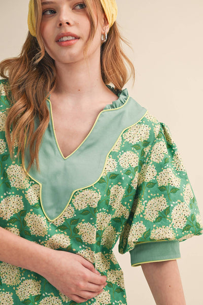 FLORAL PRINT PUFF SLEEVE A-LINE MINI
