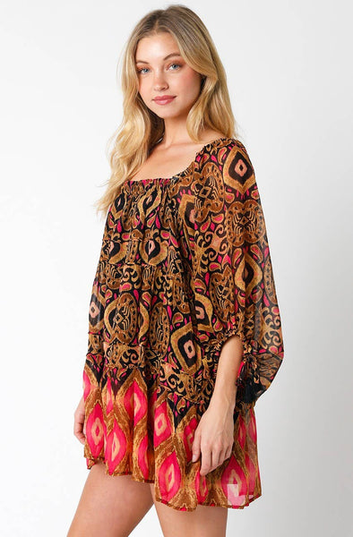 Leona Dress: Black Fuchsia