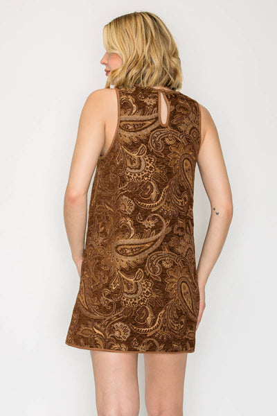 Love Story Brown Paisely Mini Dress