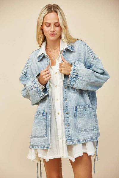 BOHO SIDE TIE DETAIL OVERSIZED DENIM
