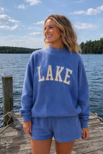 LAKE Embroidered Mockneck/Shorts Set: S/M