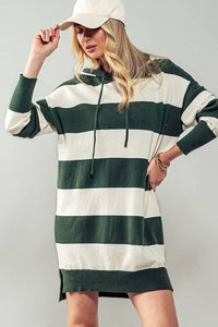 Snug and Striped Hooded Sweater Dress