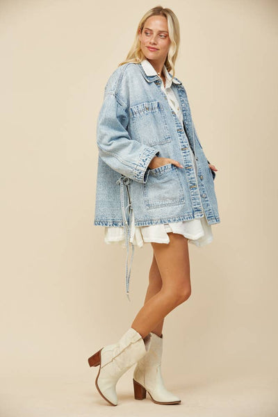 BOHO SIDE TIE DETAIL OVERSIZED DENIM