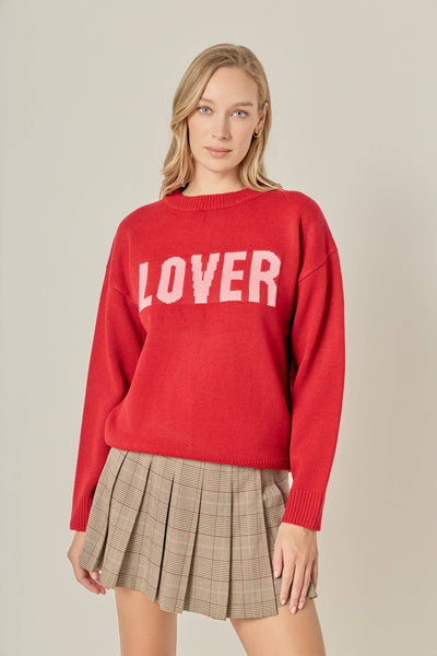 Crewneck Statement Sweater: RED