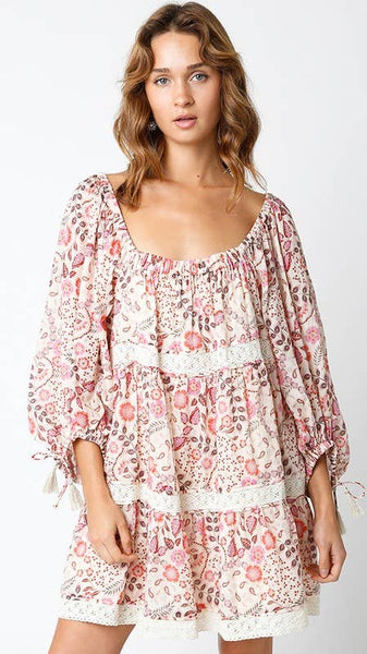 Jasmine Dress: Cream Pink