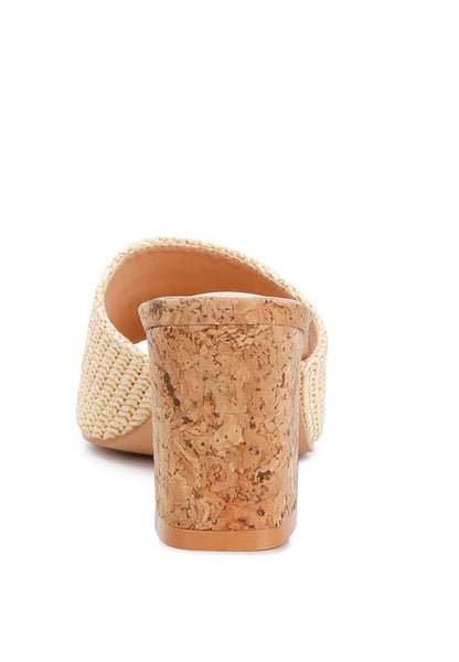 Addie Raffia Slip On Sandals: Natural
