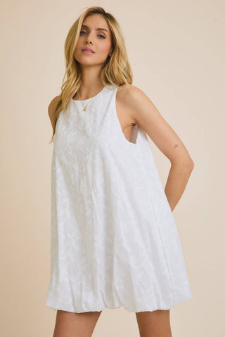 ROUND NECK SLEEVELESS BUBBLE HEM DRESS