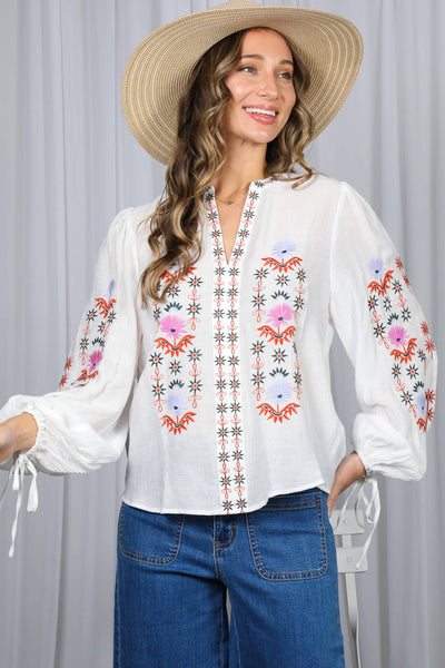 Vintage Embroidered Bohemian Blouse Top