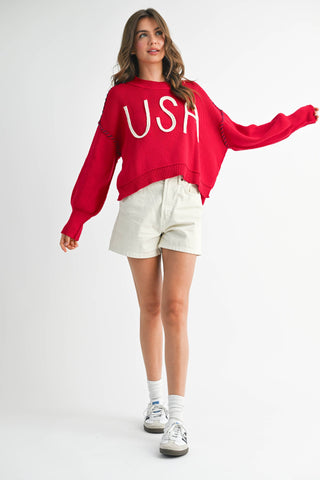 USA Sweater Red