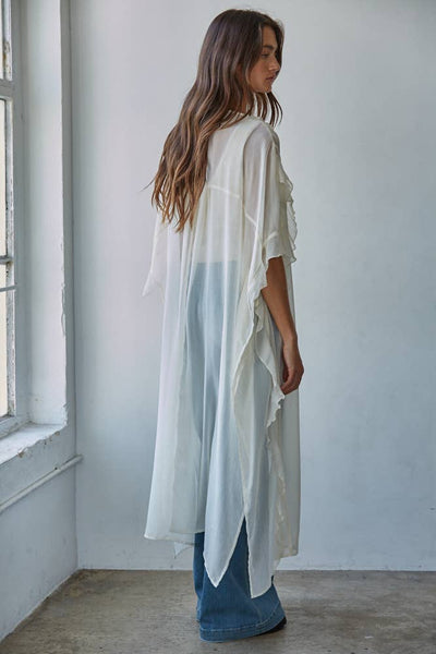 Woven Polyester Chiffon Ruffled V-Neck Cover Up